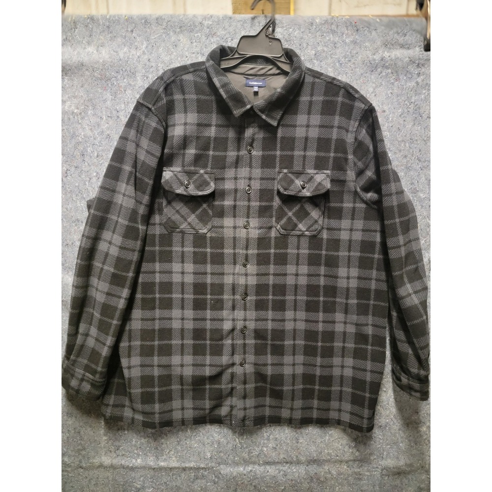 Croft & Barrow Flannel Jacket Shacket Fleece Lined Snap Shirt Plaid‎ 3XB Big
